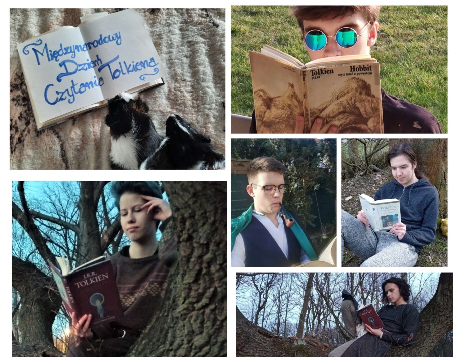 kolaż zdjęć młodziezy czytającej ksiażki