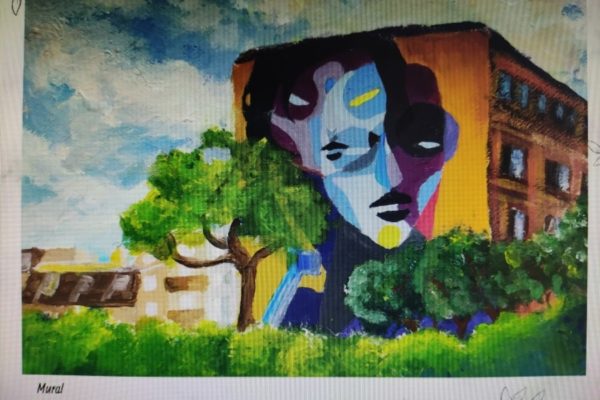 nagrodzona praca plastyczna prestawiawiąca Szczecin