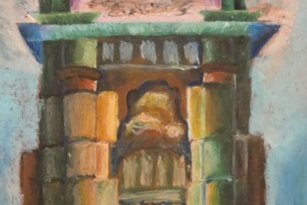 nagrodzona praca plastyczna prestawiawiąca Bramę Portową