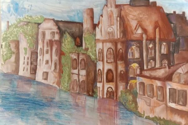 nagrodzona praca plastyczna prestawiawiąca Szczecin