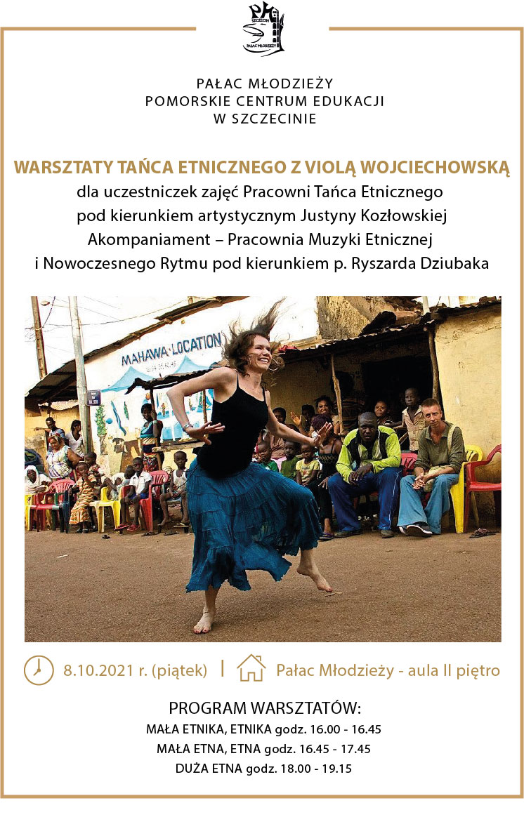 plakat informujący o warsztatyach etnicznych z Violą Wojciechowską