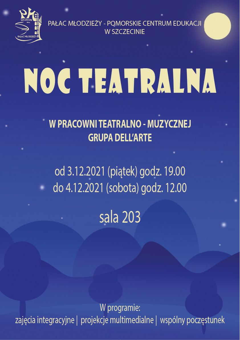 plakat informujący o nocy teatralnej