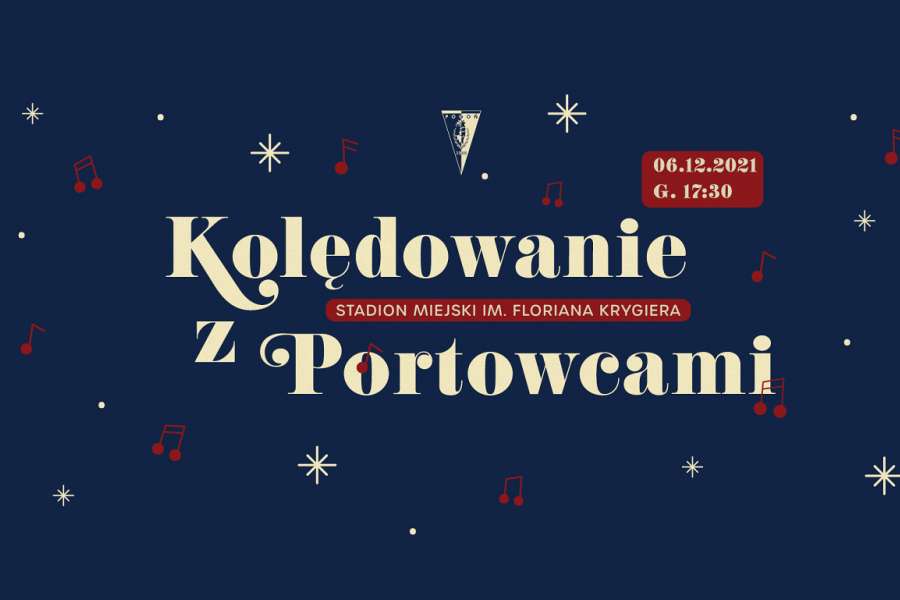 kolorowa grafika z napisem Kolędowanie z Portowcami