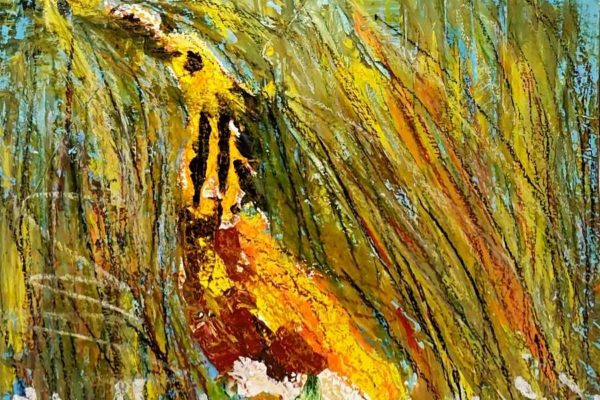 praca plastyczna przedstawiająca ptaka - bąka