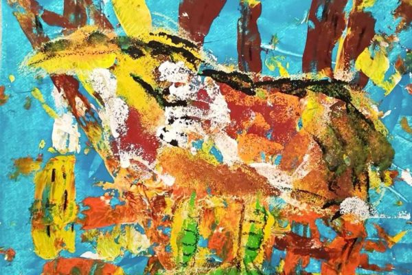 praca plastyczna przedstawiająca ptaka - bąka