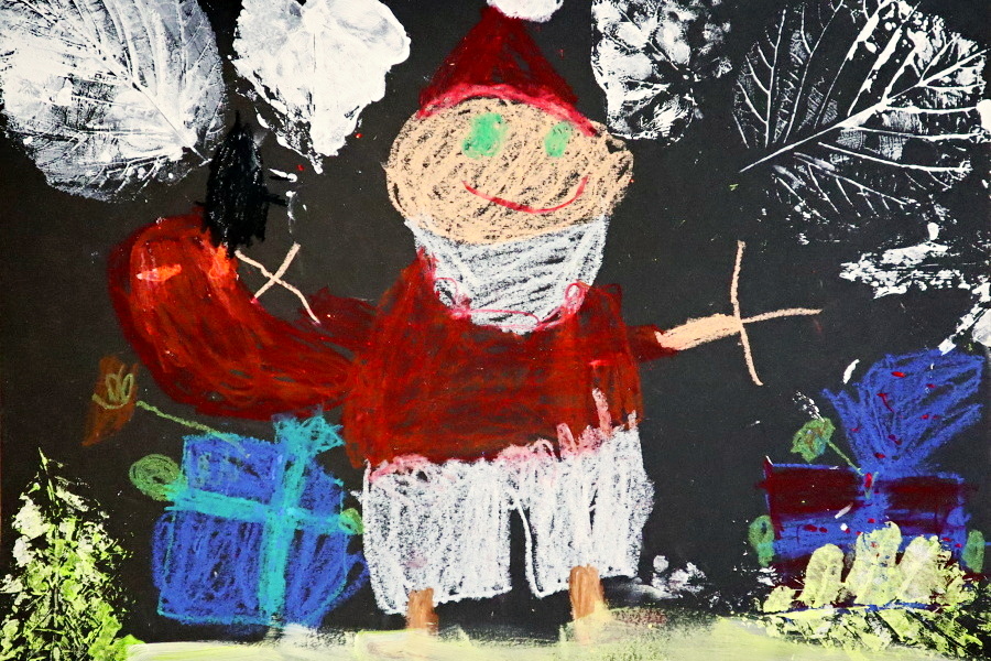 praca plastyczna przedstawiająca Mikołaja