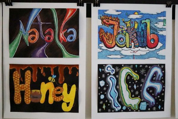 barwne napisy wykonane różnymi technikami