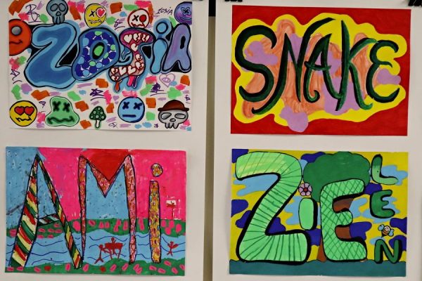 barwne napisy wykonane różnymi technikami