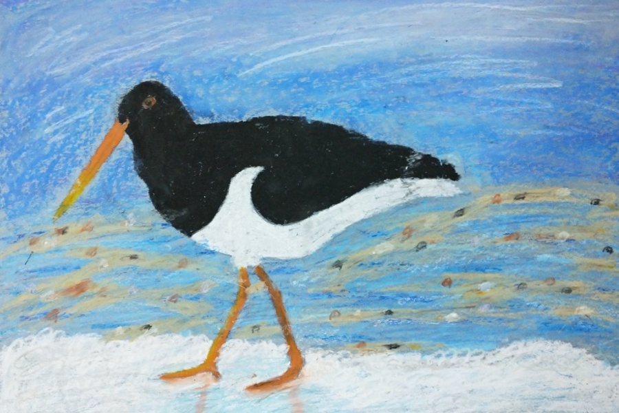 praca plastyczna przedstawiająca ostrygojada