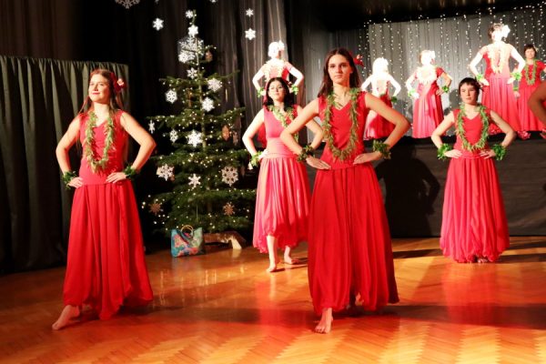 grupa tancerek w strojach hawajskich