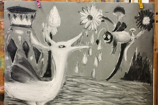 praca plastyczna zrobiona węglem