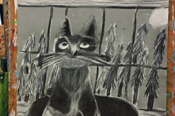 praca plastyczna zrobiona węglem