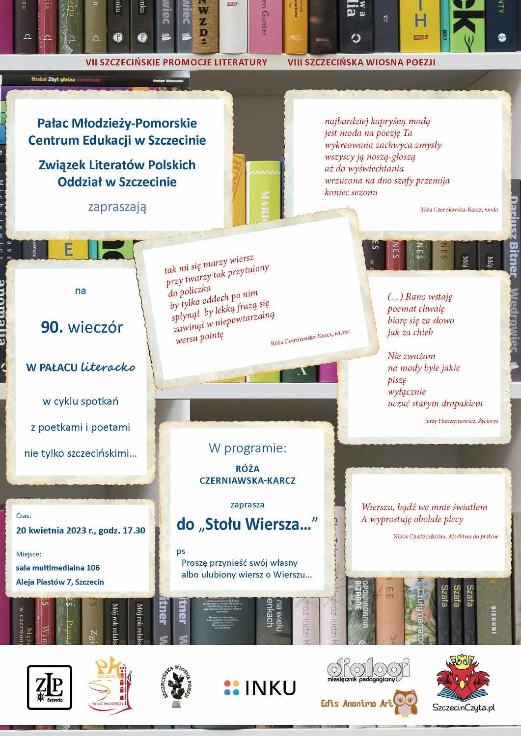 plakat reklamujący 90 wieczór literacki