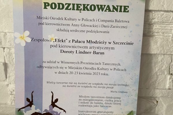 dyplom z podziękowaniami