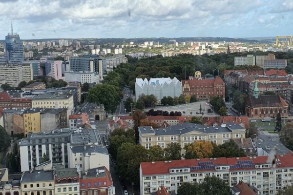 widok z wieży na miasto