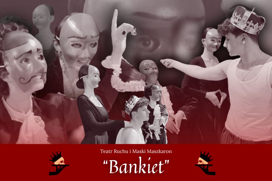 grafika zapowiadająca spektakl Bankiet