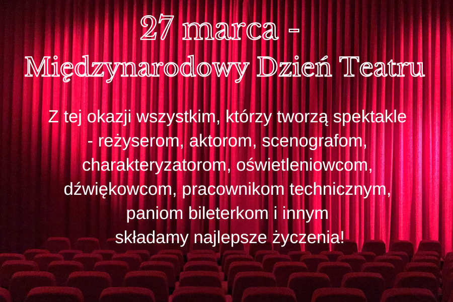 grafika - scena i tekst na temat Dnia Teatru