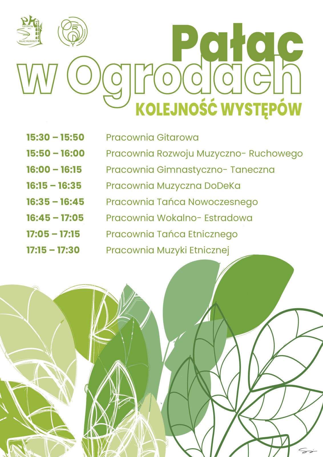 plakat z kolejnoscia wystepow