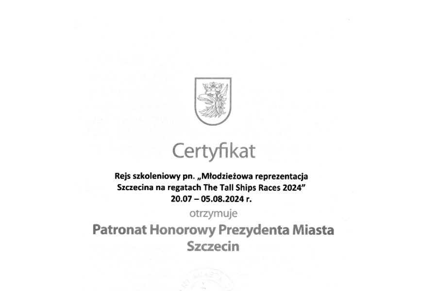 patronat prezydenta certyfikat