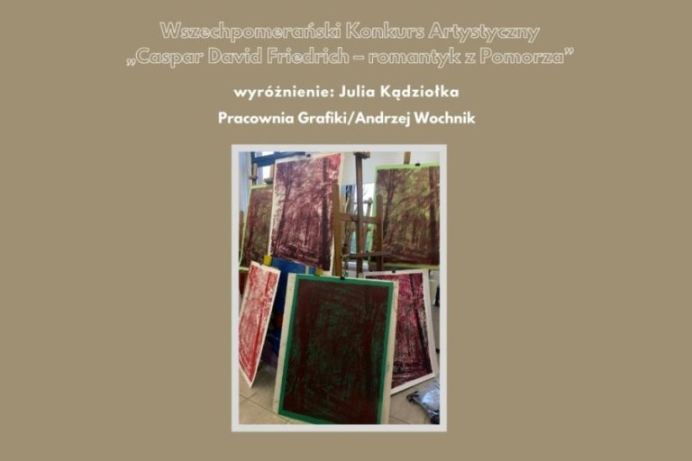tytuł konkursu i informacja o wyróżnieniu oraz praca Julii