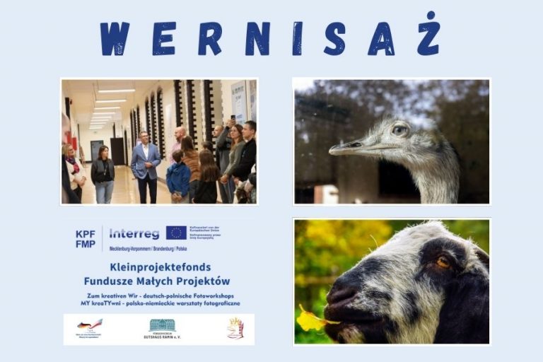 grafika z napisem wernisaz i zdjeciami