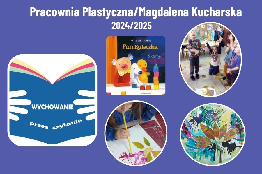 grafika ze zdjęciami z zajęć i okladką książki