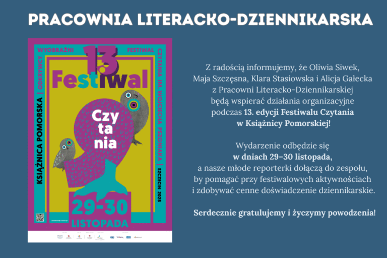 plakat festwalu czytania i tekst zapowiadający