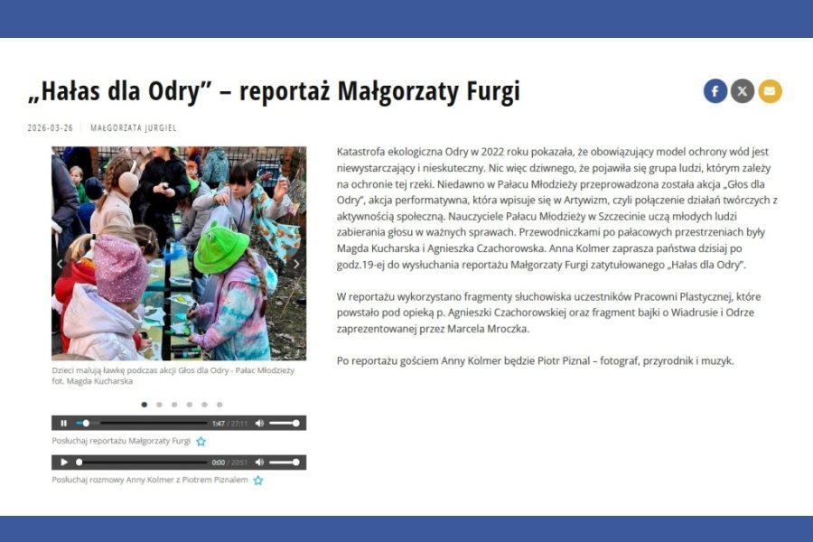 screen ze strony Radia Szczecin z zapowiedzią reportażu